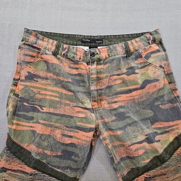 Rocawear Jeans Men's 42x32 Y2K Baggy Loose Green Orange Camo Denim Classic Fit - Picture 8 of 13